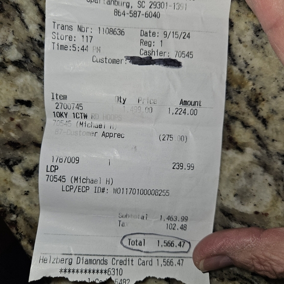 10kt Helzberg Diamond Hoops 1 Carat total weight - Picture 10 of 11